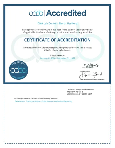 AABB Certificate — Connecticut