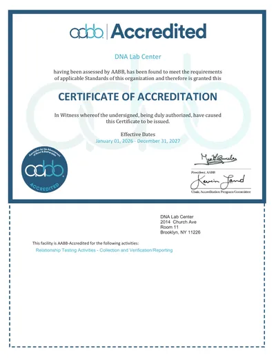 AABB Certificate — New York