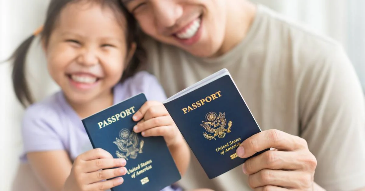 Family holding passports — immigration DNA testing